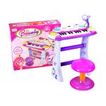 Vaikiškas pianinas - sintezatorius su mikrofonu ir kėdute - rožinis